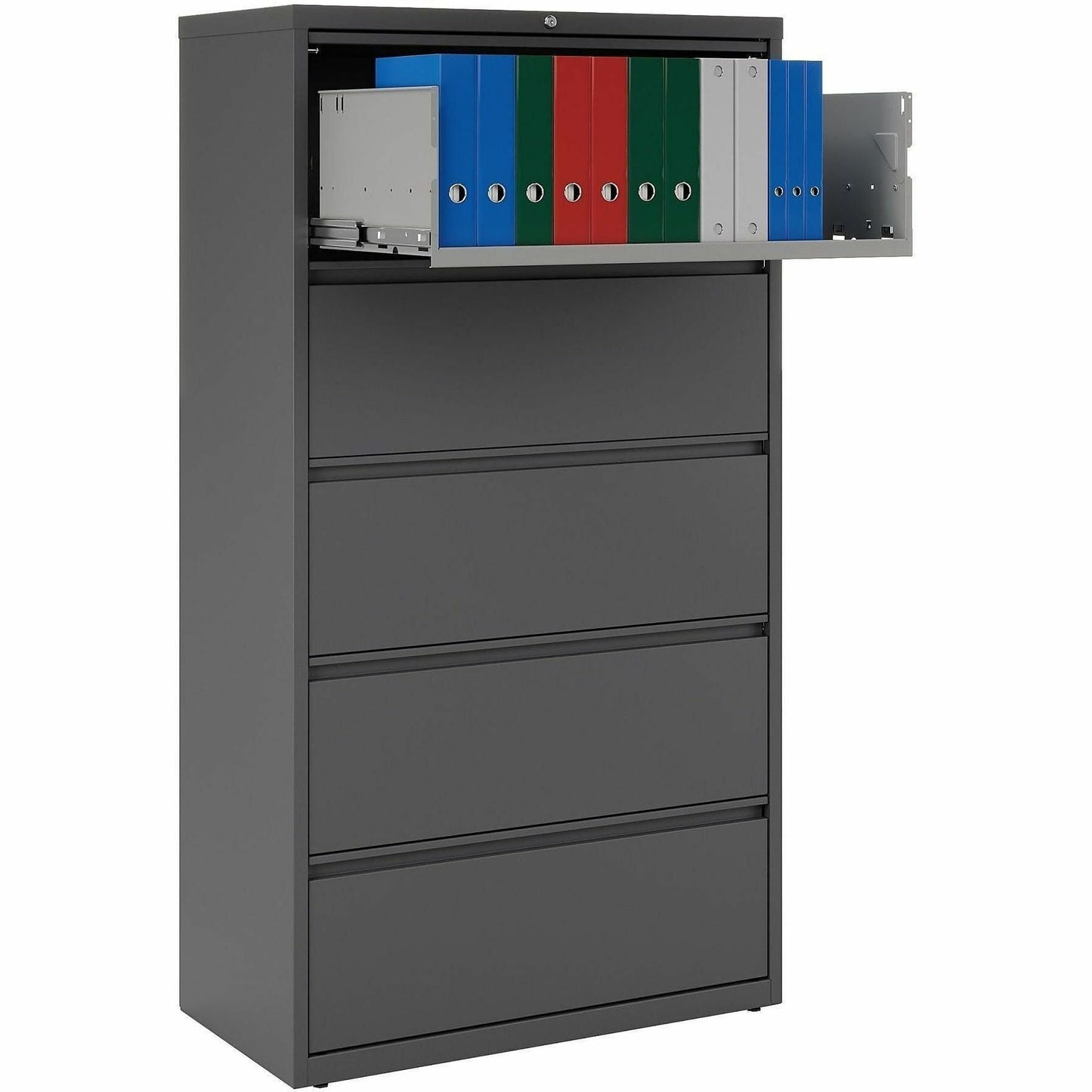 Lorell Fortress Series 5 - Drawer Lateral File with Roll - out Posting Shelf 36"W x 18.6"D x 67.7"H (LLR - FRT - LF36 - 5D) - SchoolOutlet