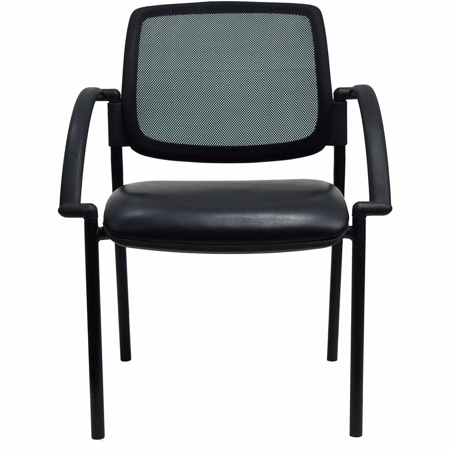 Lorell Mobile Mesh Back Guest Chair with Arms and Faux Leather Seat 17.75 "H (LLR - LLR60462) - SchoolOutlet