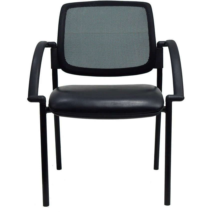 Lorell Mobile Mesh Back Guest Chair with Arms and Faux Leather Seat 17.75 "H (LLR - LLR60462) - SchoolOutlet