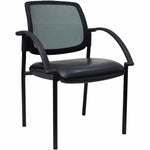 Lorell Mobile Mesh Back Guest Chair with Arms and Faux Leather Seat 17.75 