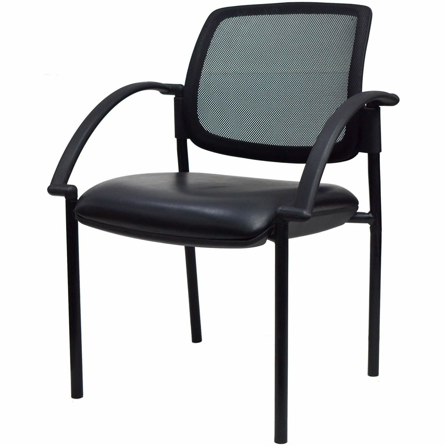 Lorell Mobile Mesh Back Guest Chair with Arms and Faux Leather Seat 17.75 "H (LLR - LLR60462) - SchoolOutlet