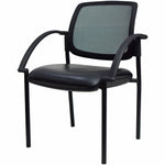 Lorell Mobile Mesh Back Guest Chair with Arms and Faux Leather Seat 17.75 