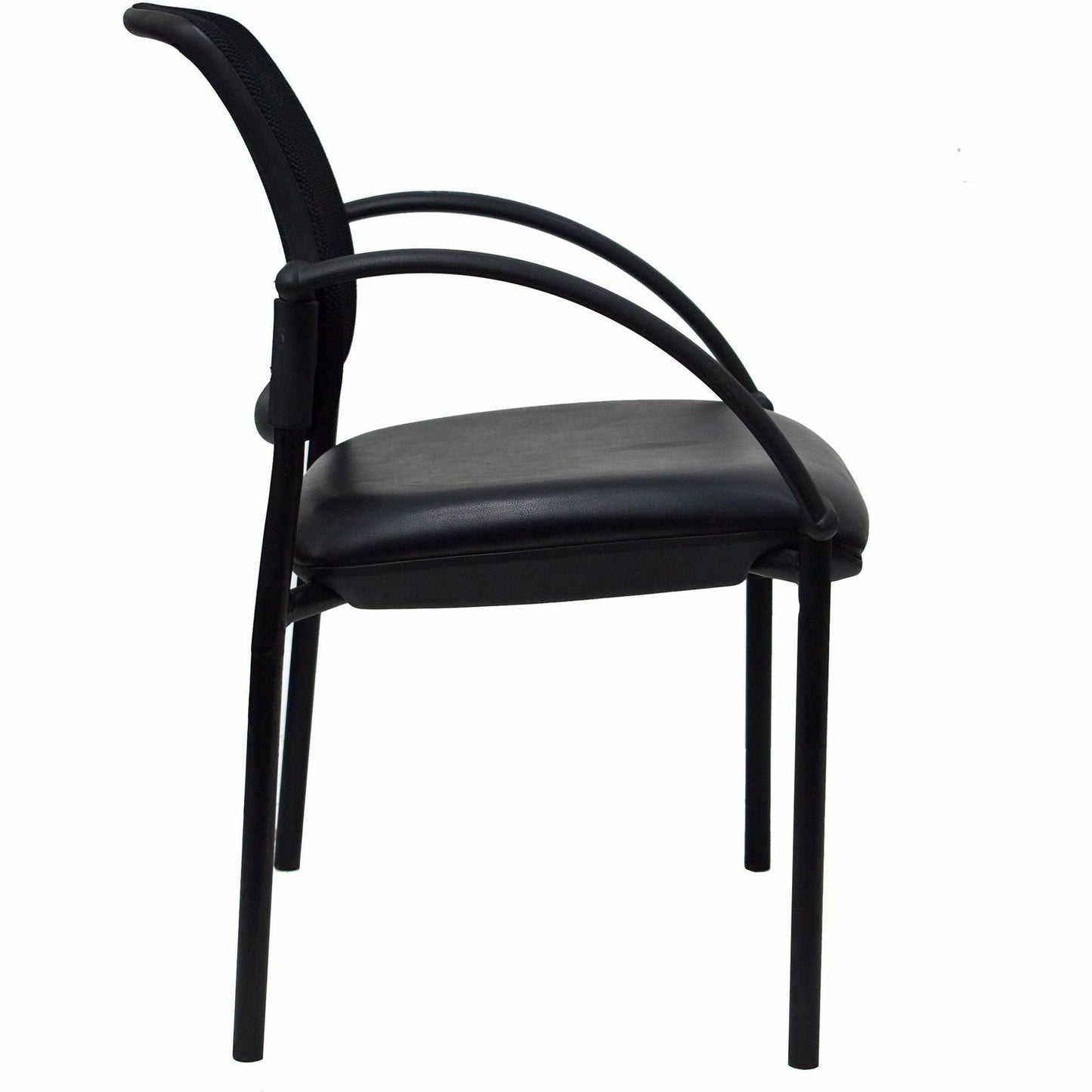 Lorell Mobile Mesh Back Guest Chair with Arms and Faux Leather Seat 17.75 "H (LLR - LLR60462) - SchoolOutlet