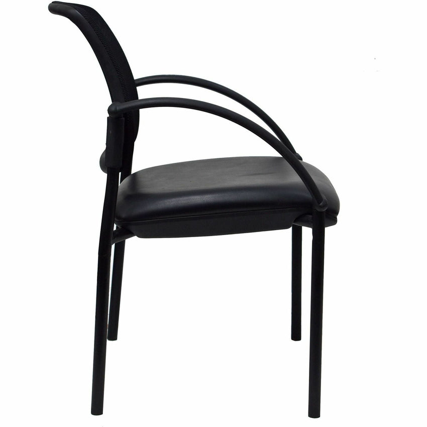 Lorell Mobile Mesh Back Guest Chair with Arms and Faux Leather Seat 17.75 "H (LLR - LLR60462) - SchoolOutlet