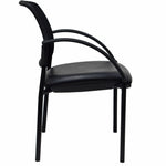 Lorell Mobile Mesh Back Guest Chair with Arms and Faux Leather Seat 17.75 