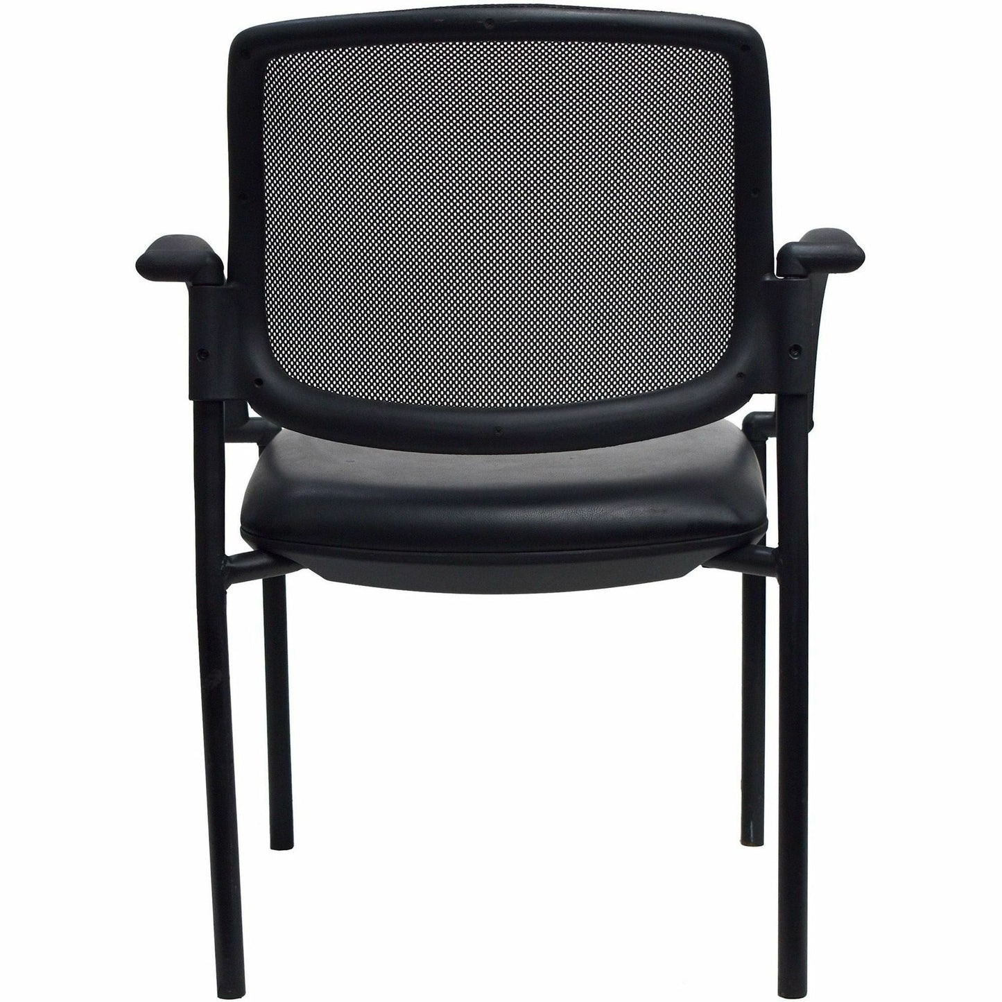 Lorell Mobile Mesh Back Guest Chair with Arms and Faux Leather Seat 17.75 "H (LLR - LLR60462) - SchoolOutlet