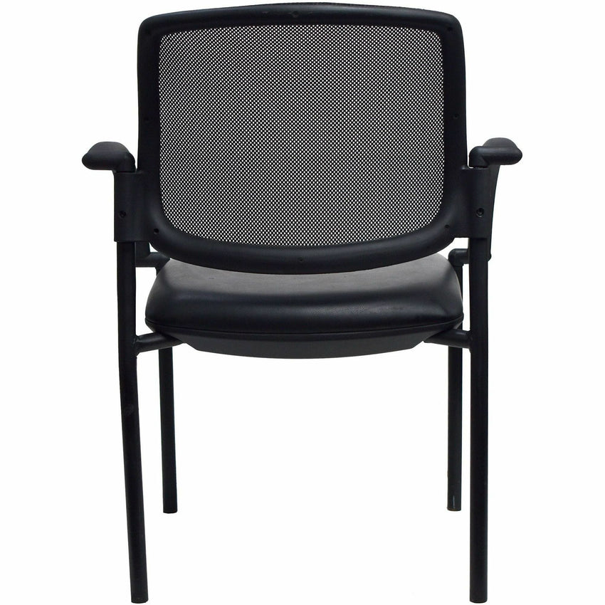 Lorell Mobile Mesh Back Guest Chair with Arms and Faux Leather Seat 17.75 "H (LLR - LLR60462) - SchoolOutlet