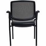 Lorell Mobile Mesh Back Guest Chair with Arms and Faux Leather Seat 17.75 