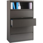 Lorell Fortress Series 5 - Drawer Lateral File with Roll - out Posting Shelf Medium Tone Steel 42