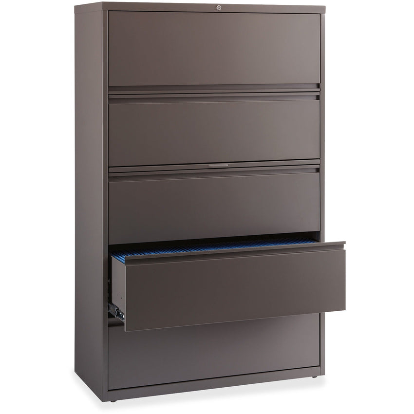 Lorell Fortress Series 5 - Drawer Lateral File with Roll - out Posting Shelf Medium Tone Steel 42"W x 18.6"D x 67.6"H (LLR - LLR60473) - SchoolOutlet
