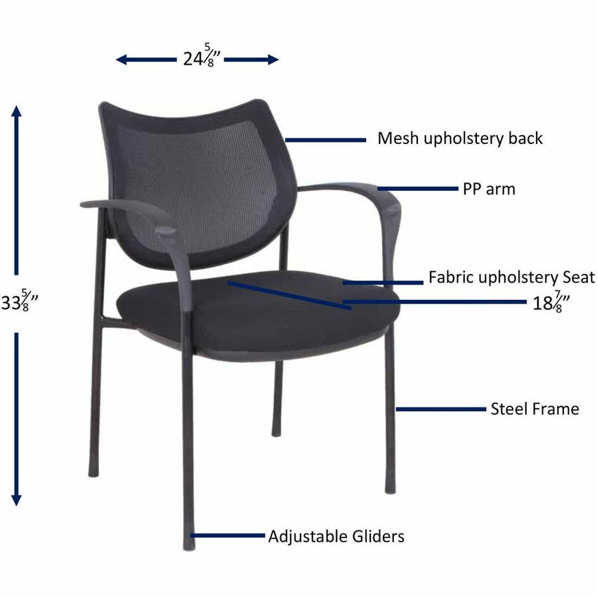 Lorell Mesh Back Guest Chair with Arms and Casters/Glides (LLR - LLR60511) - SchoolOutlet