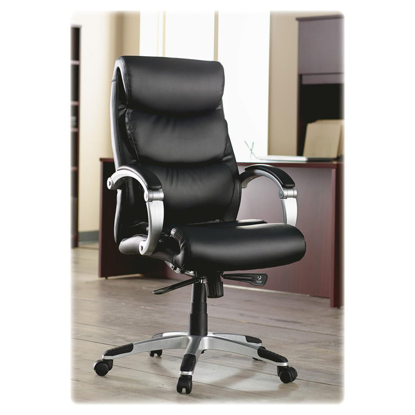 Lorell Executive High - Back Chair with Flexing Arms, Bonded Leather and Tilt Controls 18.60 - 21.50 "H (LLR - LLR60620) - SchoolOutlet