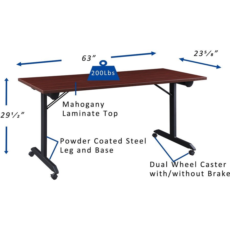 Lorell Mobile Folding Training Table 63"W x 24"D x 29.50"H (LLR - LLR6073X) - SchoolOutlet