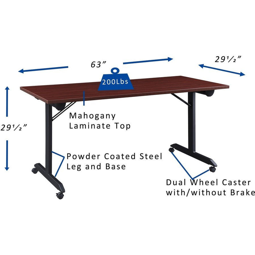 Lorell Mobile Folding Training Table 63"W x 29.50"D x 29.50"H (LLR - LLR6074X) - SchoolOutlet