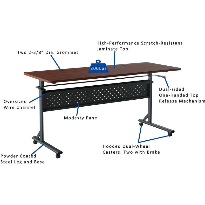 Lorell Shift 2.0 Flip Top and Nesting Mobile Table 24"W x 60"L x 29.50"H (LLR - LLR607XX) - SchoolOutlet