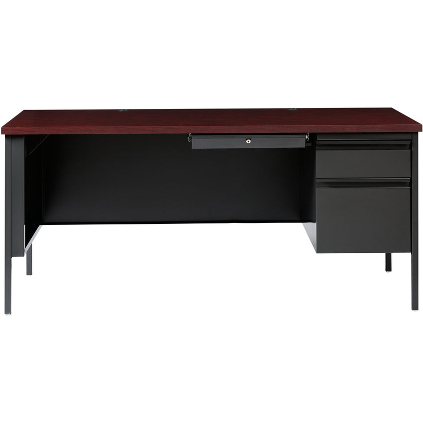 Lorell Fortress Series Right - Pedestal Desk Laminate Top and Industrial Grade Steel Construction 66" W x 30"D x 29.50"H (LLR - LLR60916 - RIGHT - LOCK) - SchoolOutlet