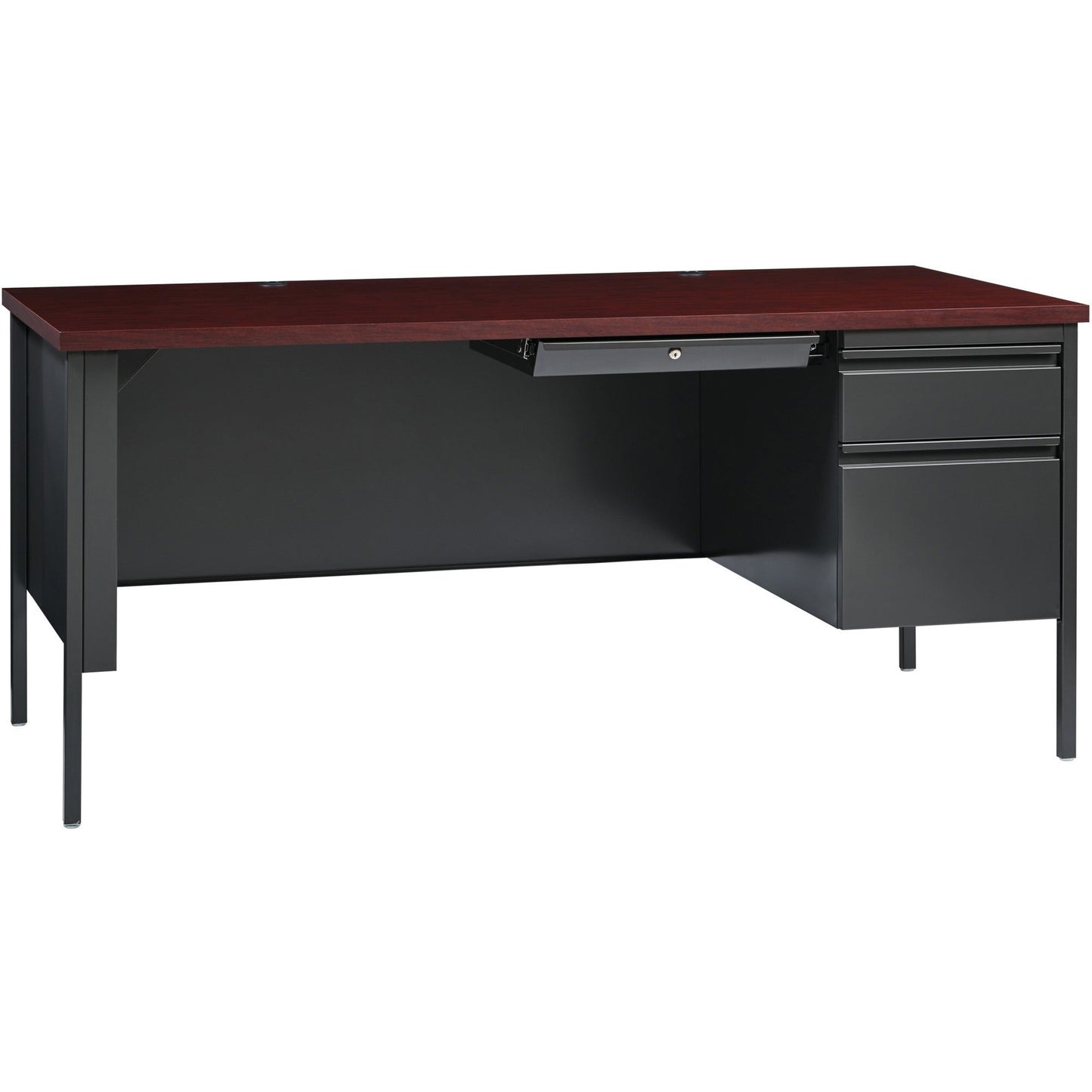 Lorell Fortress Series Right - Pedestal Desk Laminate Top and Industrial Grade Steel Construction 66" W x 30"D x 29.50"H (LLR - LLR60916 - RIGHT - LOCK) - SchoolOutlet