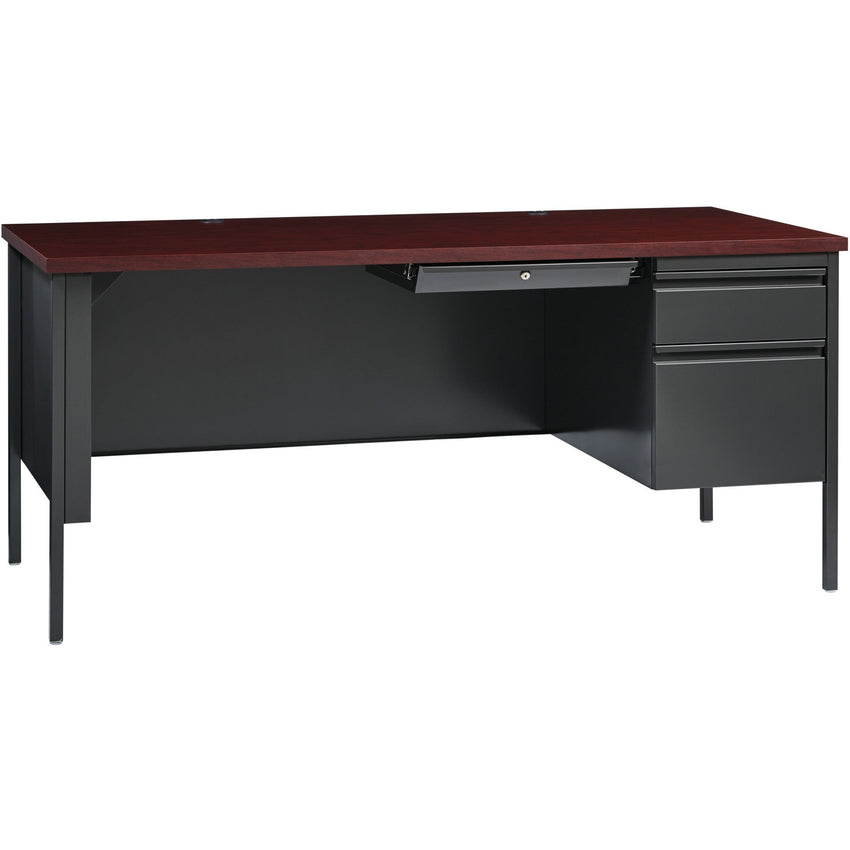 Lorell Fortress Series Right - Pedestal Desk Laminate Top and Industrial Grade Steel Construction 66" W x 30"D x 29.50"H (LLR - LLR60916 - RIGHT - LOCK) - SchoolOutlet