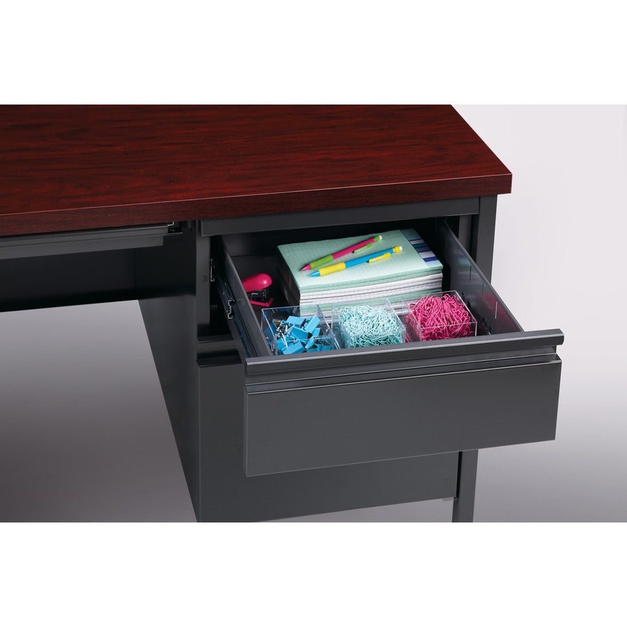 Lorell Fortress Series Right - Pedestal Desk Laminate Top and Industrial Grade Steel Construction 66" W x 30"D x 29.50"H (LLR - LLR60916 - RIGHT - LOCK) - SchoolOutlet