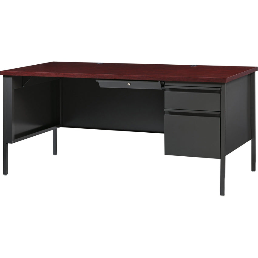 Lorell Fortress Series Right - Pedestal Desk Laminate Top and Industrial Grade Steel Construction 66" W x 30"D x 29.50"H (LLR - LLR60916 - RIGHT - LOCK) - SchoolOutlet