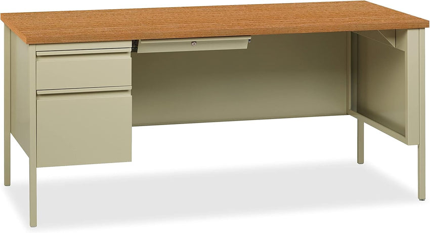 Lorell Fortress Series Left - Pedestal Desk and Industrial Grade Steel Construction 66" W x 30"D x 29.50"H (LLR - LLR6091X) - SchoolOutlet