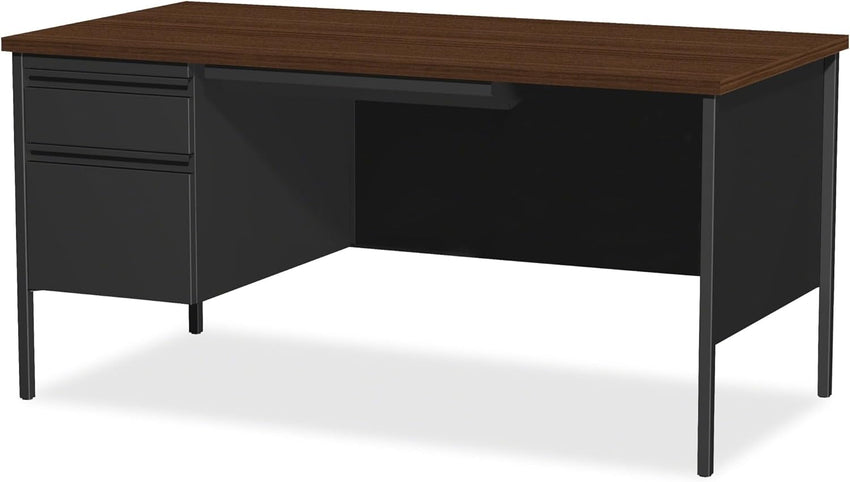 Lorell Fortress Series Left - Pedestal Desk and Industrial Grade Steel Construction 66" W x 30"D x 29.50"H (LLR - LLR6091X) - SchoolOutlet