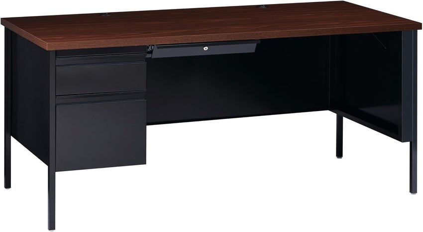 Lorell Fortress Series Left - Pedestal Desk and Industrial Grade Steel Construction 66" W x 30"D x 29.50"H (LLR - LLR6091X) - SchoolOutlet