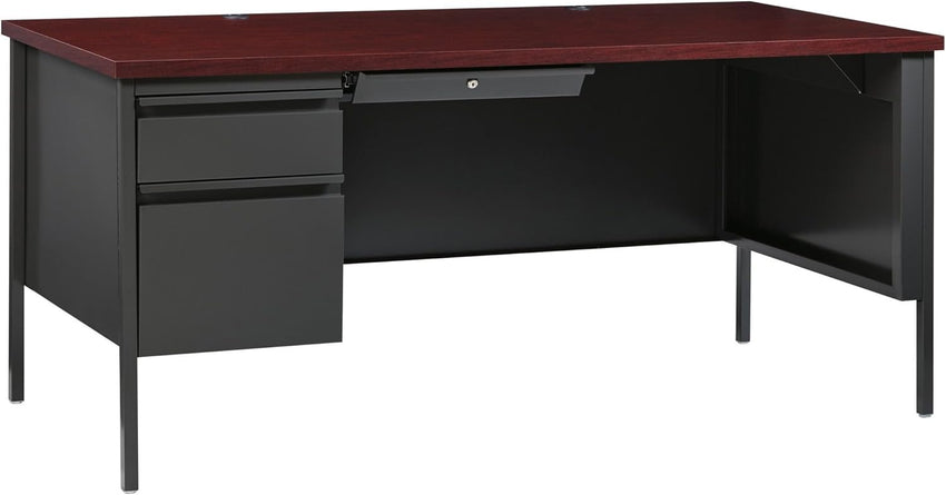 Lorell Fortress Series Left - Pedestal Desk and Industrial Grade Steel Construction 66" W x 30"D x 29.50"H (LLR - LLR6091X) - SchoolOutlet