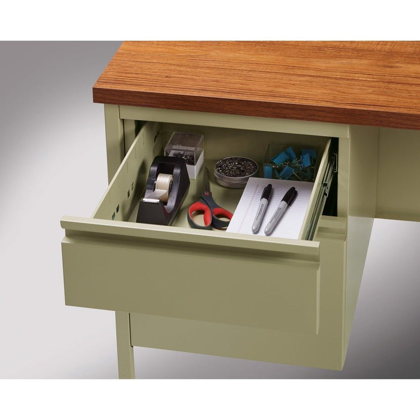 Lorell Fortress Series Left - Pedestal Return with Reinforced Steel Frame and Industrial Grade Laminate Surface 42"W x 24"D x 29.50"H (LLR - LLR6092X - Left) - SchoolOutlet