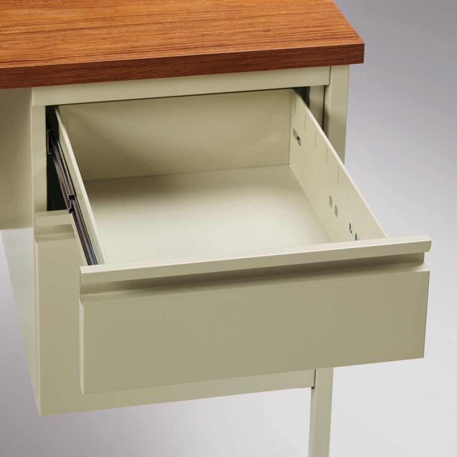 Lorell Fortress Series Double - Pedestal Desk with Reinforced Steel Frame and Industrial Grade Laminate Surface 42"W x 24"D x 29.50"H (LLR - LLR6092X - DBL) - SchoolOutlet