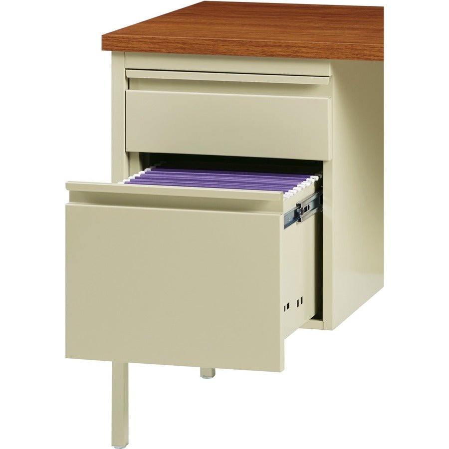 Lorell Fortress Series Double - Pedestal Desk with Reinforced Steel Frame and Industrial Grade Laminate Surface 42"W x 24"D x 29.50"H (LLR - LLR6092X - DBL) - SchoolOutlet