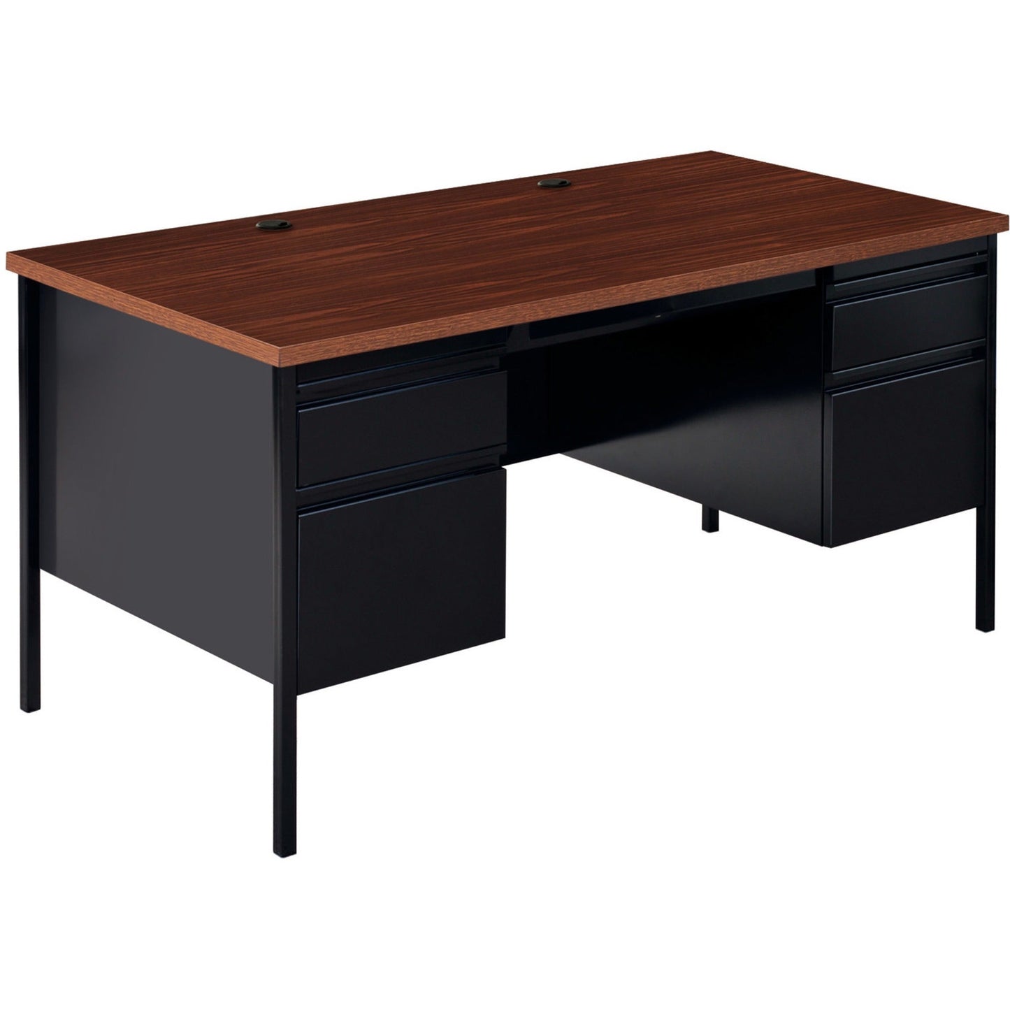 Lorell Fortress Series Double - Pedestal Desk with Reinforced Steel Frame and Industrial Grade Laminate Surface 42"W x 24"D x 29.50"H (LLR - LLR6092X - DBL) - SchoolOutlet