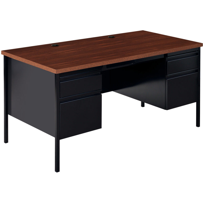 Lorell Fortress Series Double - Pedestal Desk with Reinforced Steel Frame and Industrial Grade Laminate Surface 42"W x 24"D x 29.50"H (LLR - LLR6092X - DBL) - SchoolOutlet