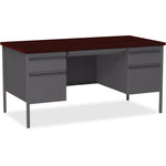 Lorell Fortress Series Double - Pedestal Desk with Reinforced Steel Frame and Industrial Grade Laminate Surface 42