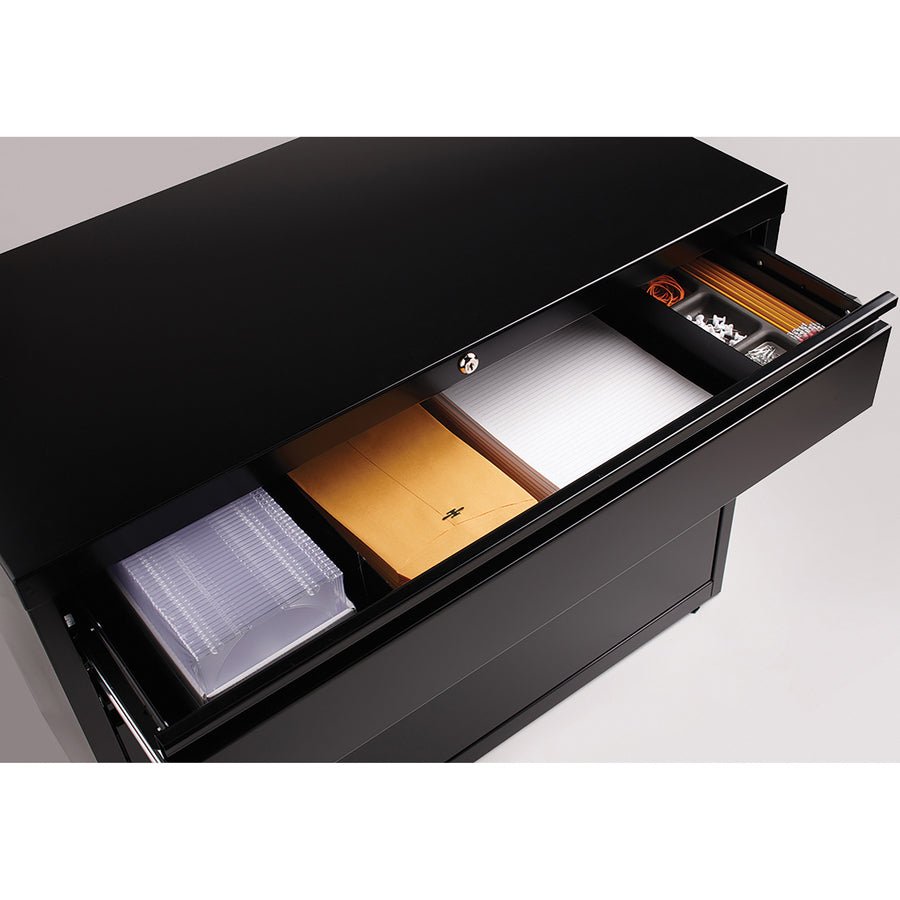 Lorell Fortress Series 3 - Drawer Box/Box/File Lateral File Black Baked Enamel Steel 36"W x 18.6"D x 28"H (LLR - LLR60929) - SchoolOutlet