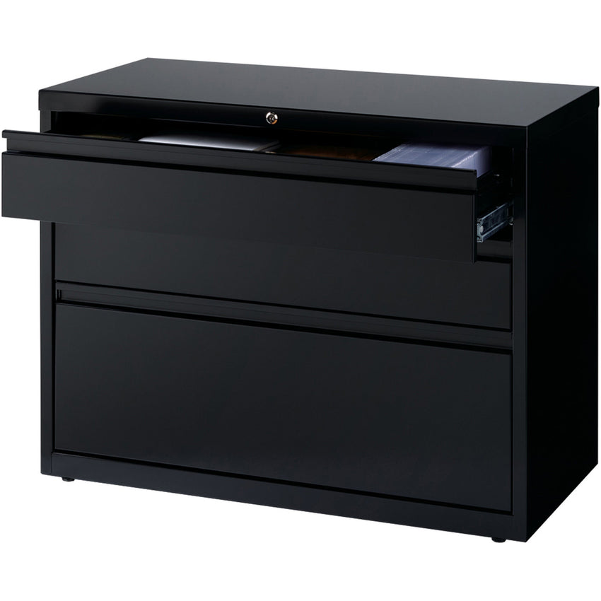 Lorell Fortress Series 3 - Drawer Box/Box/File Lateral File Black Baked Enamel Steel 36"W x 18.6"D x 28"H (LLR - LLR60929) - SchoolOutlet