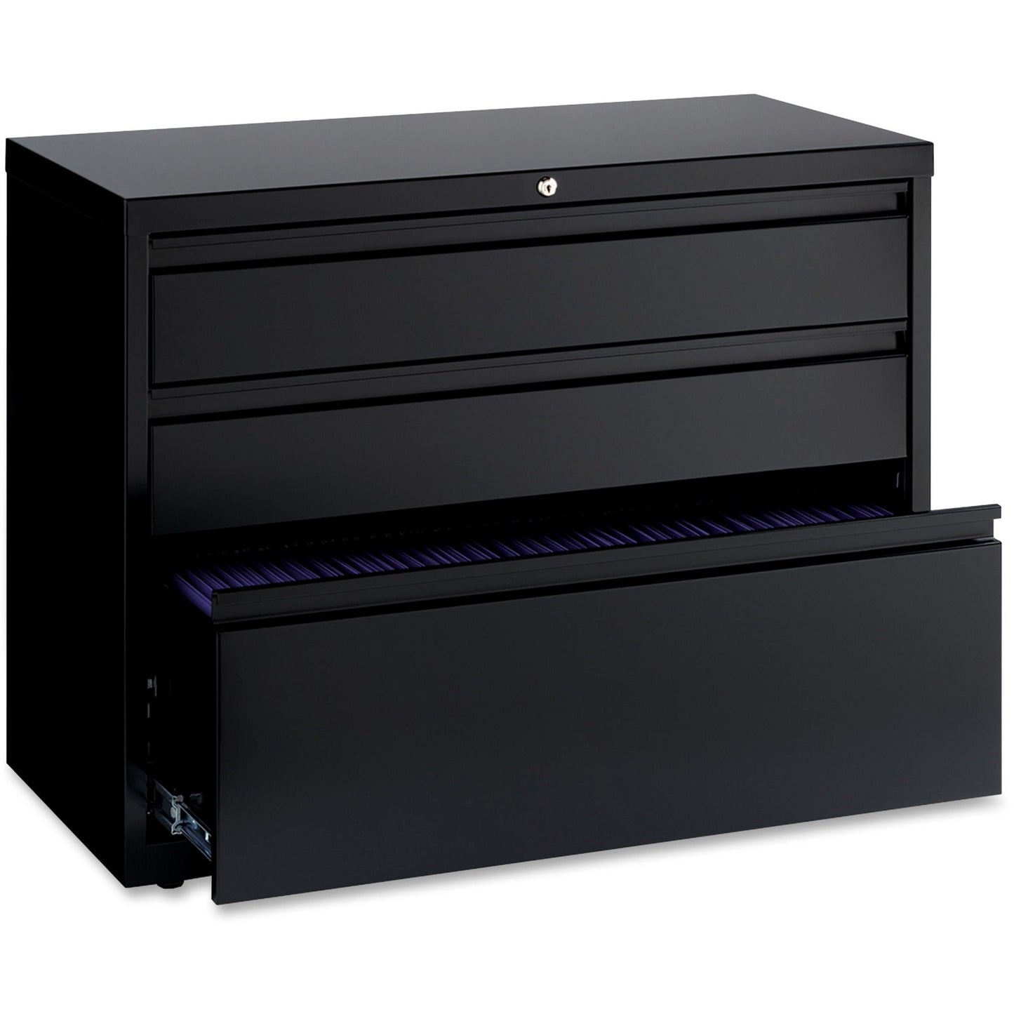 Lorell Fortress Series 3 - Drawer Box/Box/File Lateral File Black Baked Enamel Steel 36"W x 18.6"D x 28"H (LLR - LLR60929) - SchoolOutlet
