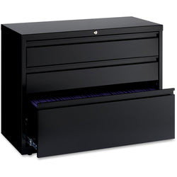 Lorell Fortress Series 3-Drawer Box/Box/File Lateral File Black Baked Enamel Steel 36"W x 18.6"D x 28"H (LLR-LLR60929)