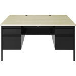 Lorell Fortress Series Steel Double - Pedestal Desk with Maple Laminate Top and Centralized Locking Storage 60