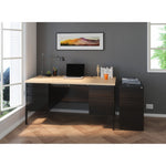 Lorell Fortress Series Steel Double - Pedestal Desk with Maple Laminate Top and Centralized Locking Storage 60