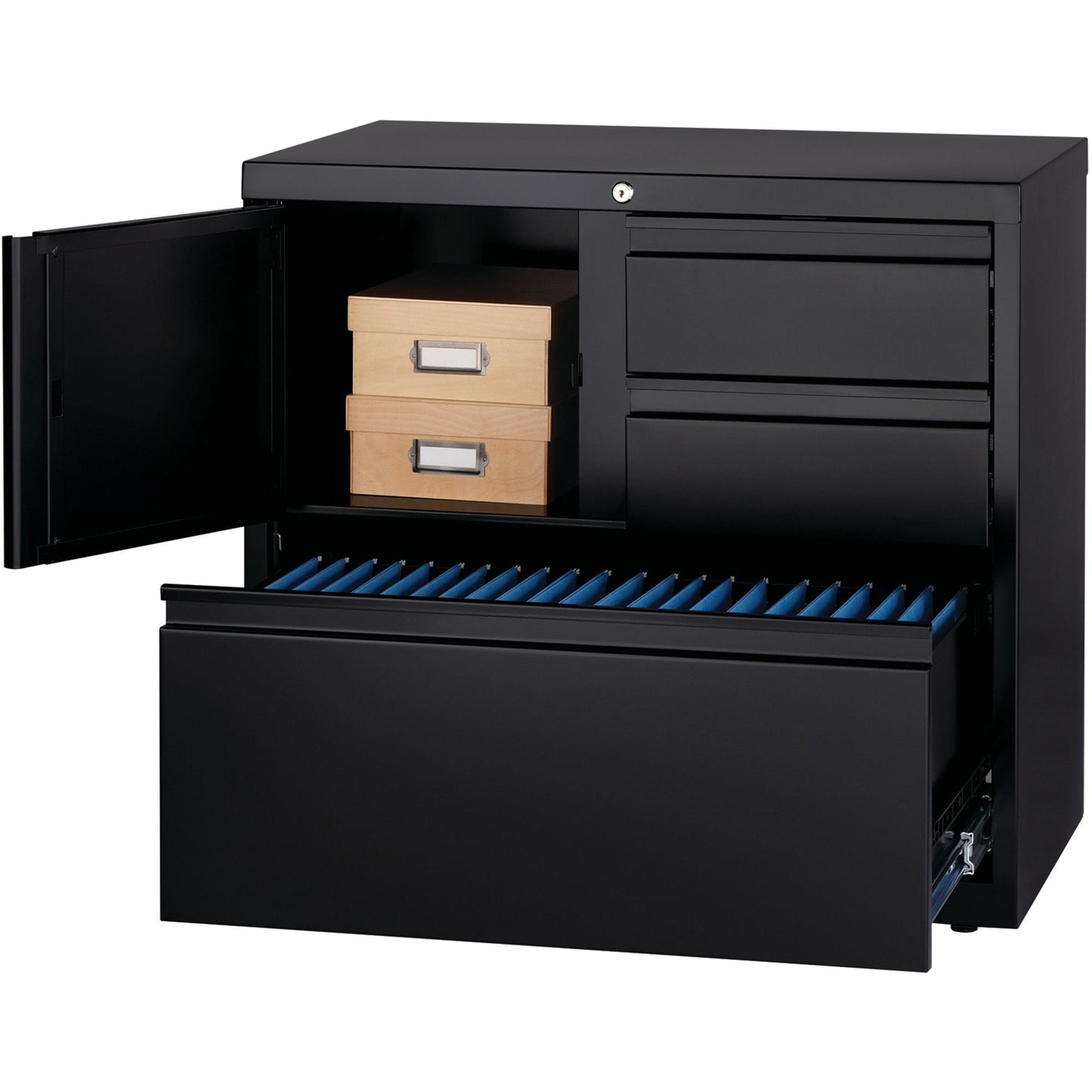 Lorell Fortress Series 30 Inch Personal Storage Center Lateral File 3 Drawers Locking Steel Cabinet (LLR - LLR6093X) - SchoolOutlet
