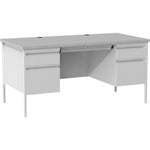 Lorell Fortress Series Double - Pedestal Desk with Gray Laminate Top and Industrial Grade Reinforced Steel Construction 29.50