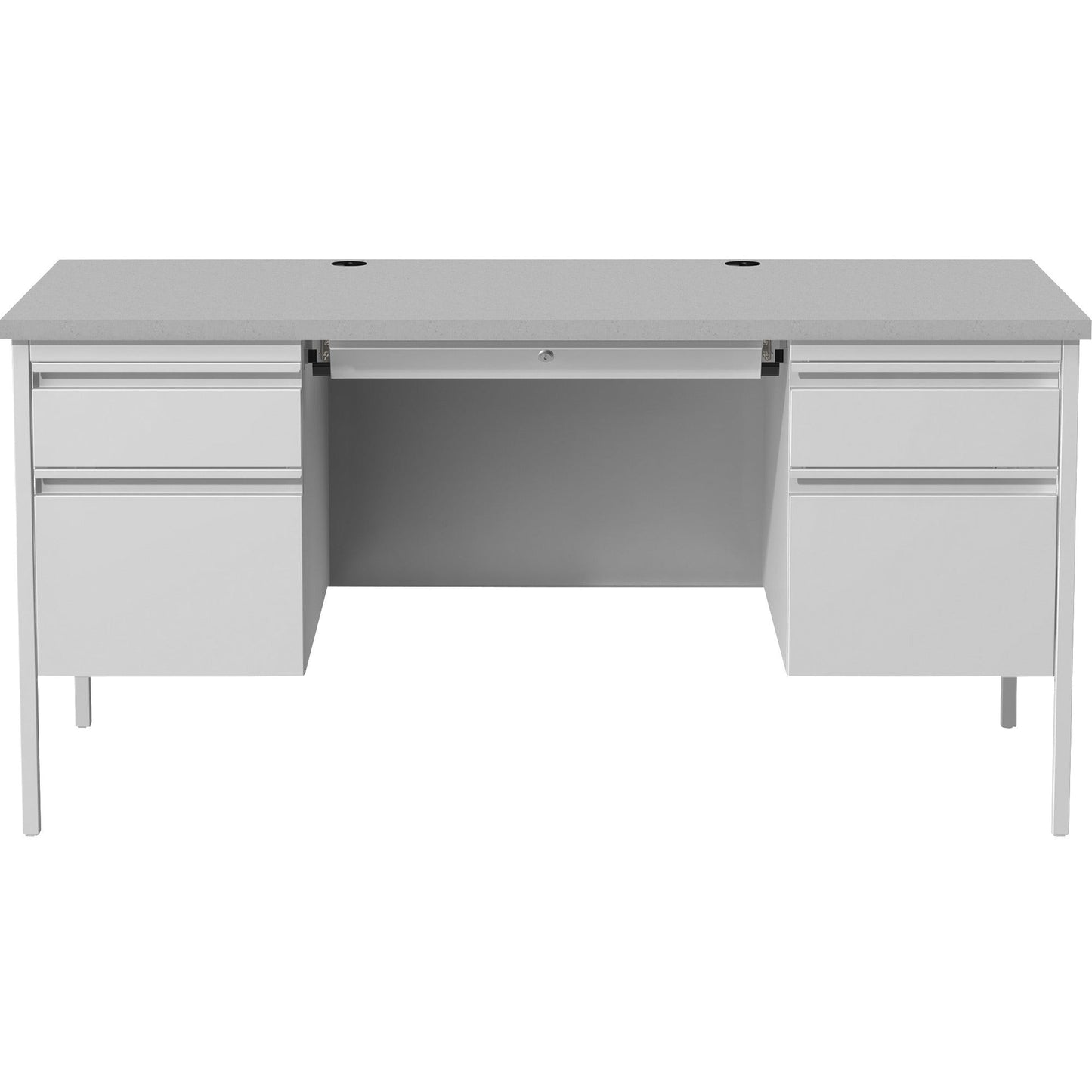 Lorell Fortress Series Double - Pedestal Desk with Gray Laminate Top and Industrial Grade Reinforced Steel Construction 29.50"W x 60"D x 30"H (LLR - LLR60935) - SchoolOutlet