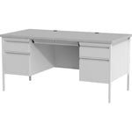 Lorell Fortress Series Double - Pedestal Desk with Gray Laminate Top and Industrial Grade Reinforced Steel Construction 29.50