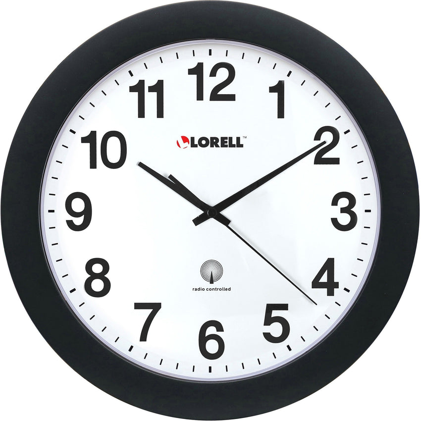 Lorell 12" Round Radio - Controlled Wall Clock with Atomic Time Adjustment (LLR - LLR60997) - SchoolOutlet