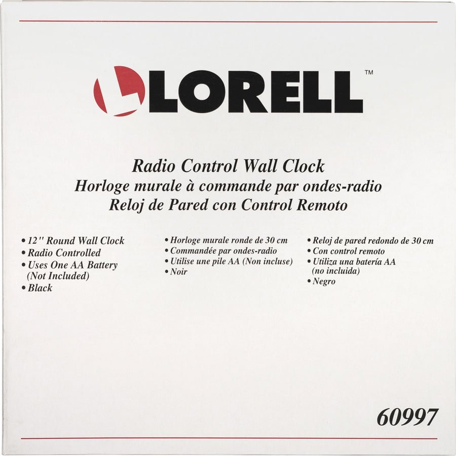Lorell 12" Round Radio - Controlled Wall Clock with Atomic Time Adjustment (LLR - LLR60997) - SchoolOutlet