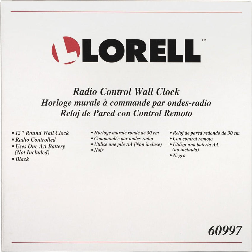 Lorell 12" Round Radio - Controlled Wall Clock with Atomic Time Adjustment (LLR - LLR60997) - SchoolOutlet