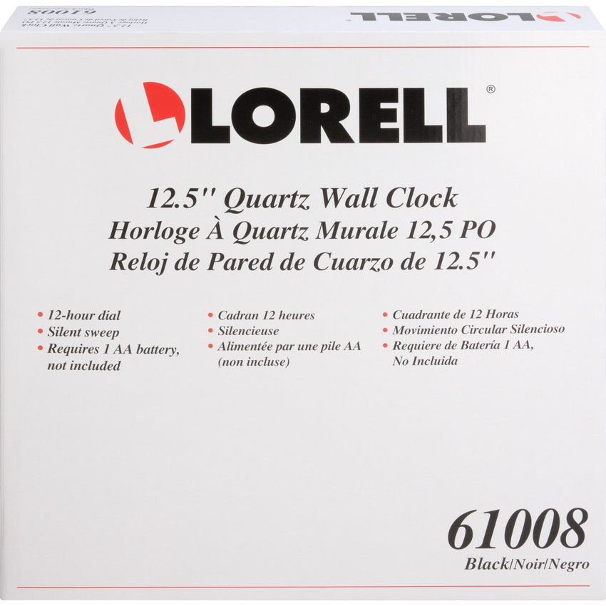 Lorell 12 - 1/2" Slimline Wall Clock with Silent Sweep Quartz Movement (LLR - LLR61008) - SchoolOutlet