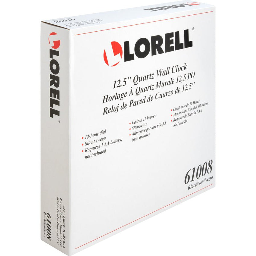Lorell 12 - 1/2" Slimline Wall Clock with Silent Sweep Quartz Movement (LLR - LLR61008) - SchoolOutlet