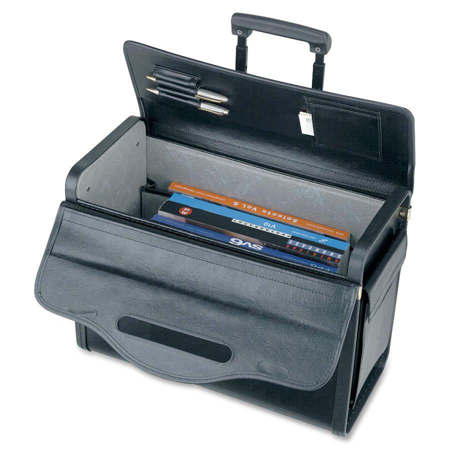 Lorell Rolling Travel Luggage Case Telescopic Handle Wheels Vinyl Storage for Books and Files (LLR - LLR61613) - SchoolOutlet
